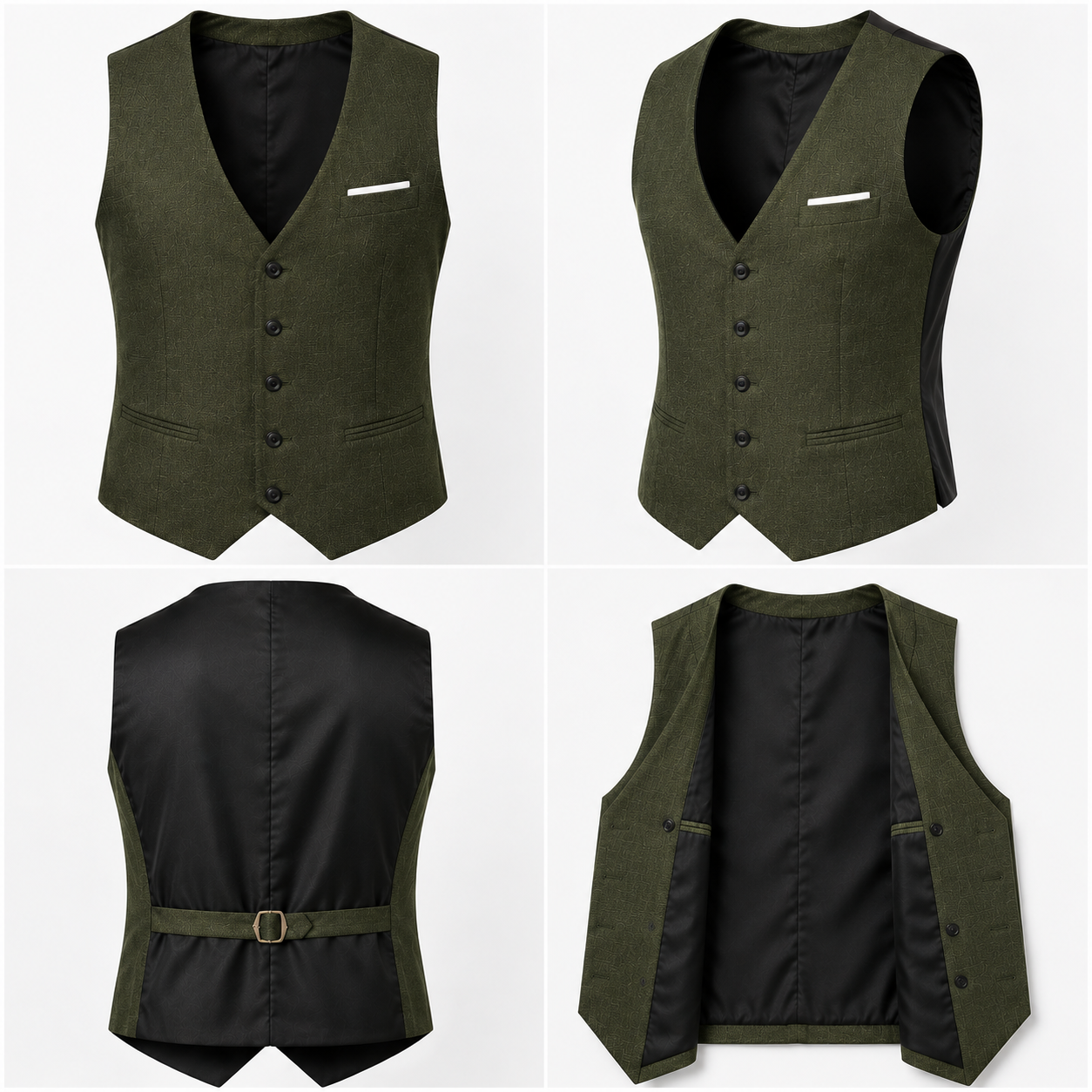 Olive Single Breasted Waistcoat